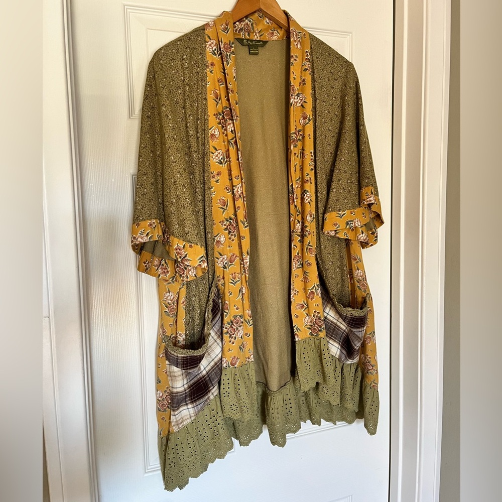 April Cornell Green/Yellow Floral Kimono